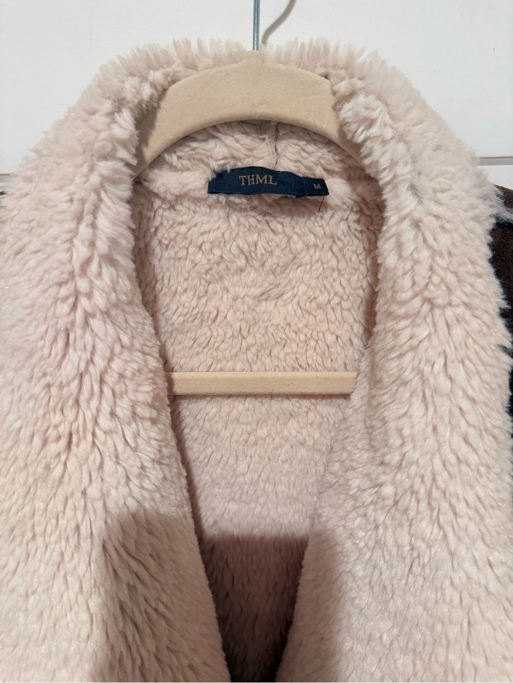 THML Brown Faux-Suede Sherpa Vest Size M - Picture 2 of 3